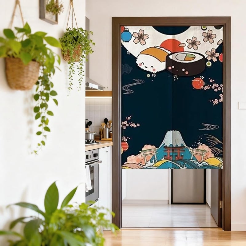 MYRU Fuji Mountain Noren Japanese Curtain Noren Japanese Curtain Entrance (Sushi,33 by 59 Inch) - Image 2